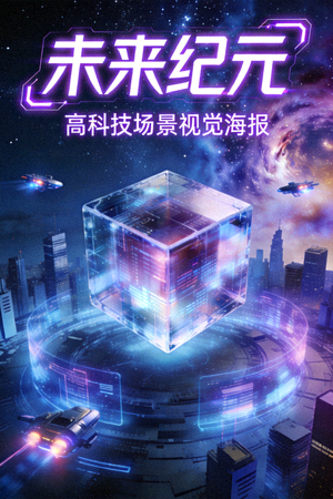 科幻剧《未来纪元》高科技场景视觉海报